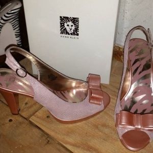 Anne Klein Pink Slingback Heels with Bow